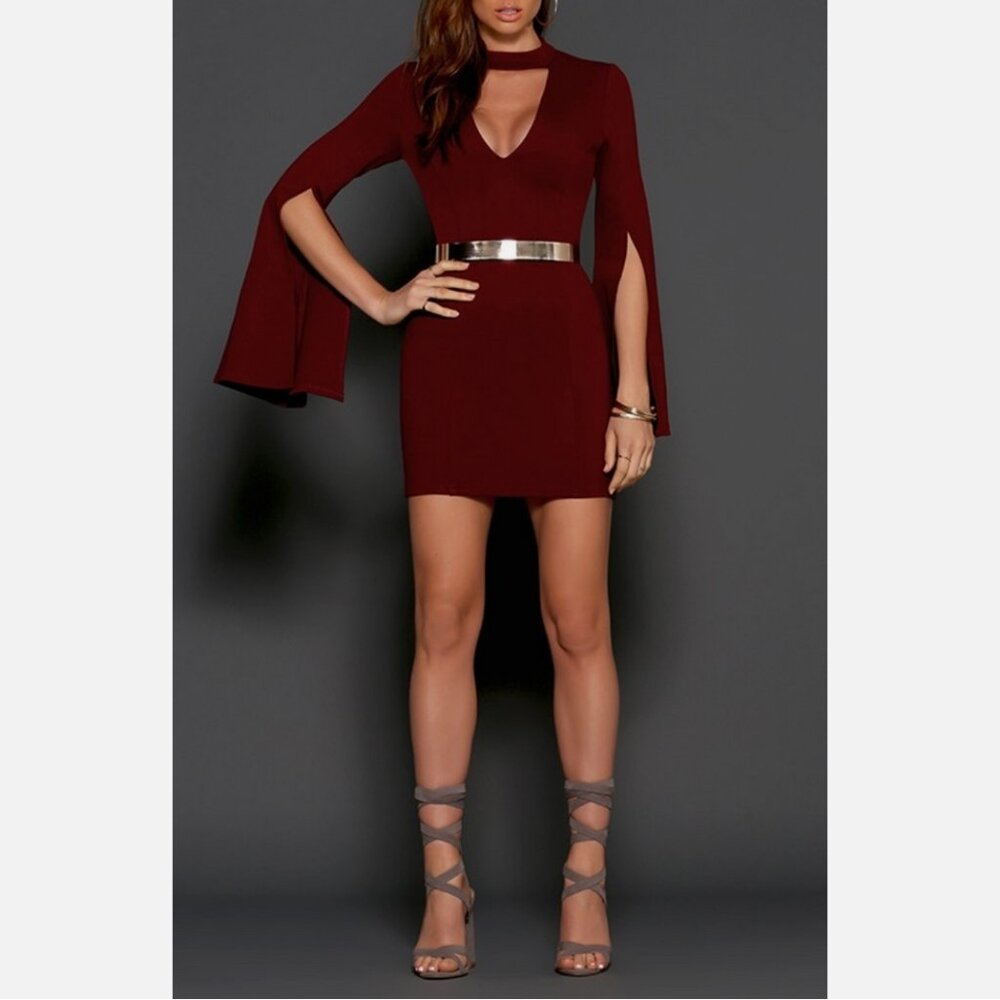 Runaway The Label Diversion Long Bell Sleeve Dress